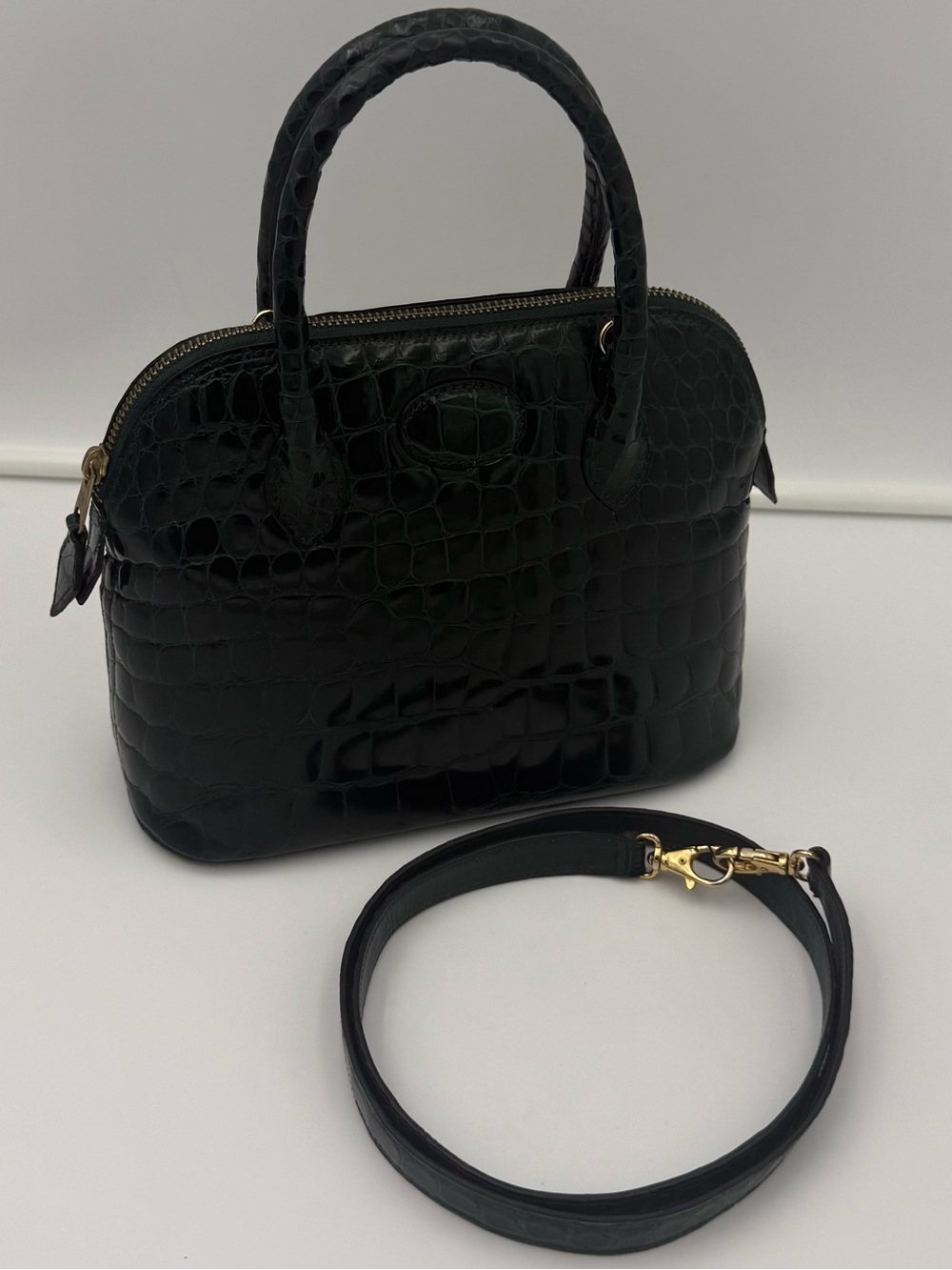 🐊MAURO GOVERNA 1985 PARMA • MINI BUGATTI Bag in Exotic CROCODILE • Made in ITALY - Picture 5 of 16